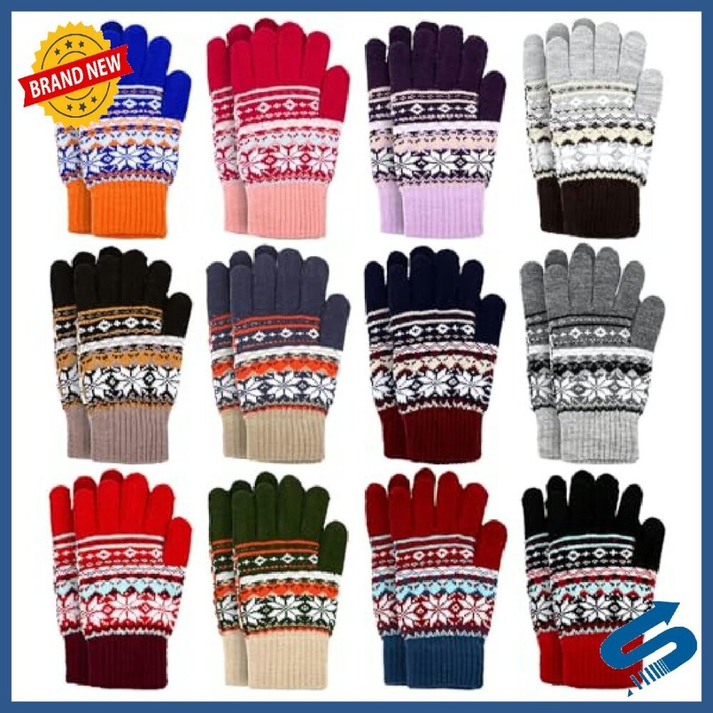 Warm Knit Winter Gloves Unisex Cold Weather Everyday Thick Lined - Picture 2 of 8